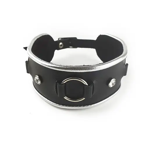 Ошейник из натуральной кожи со стразами и кольцом Art of Sex - Collar Ring - фото 2