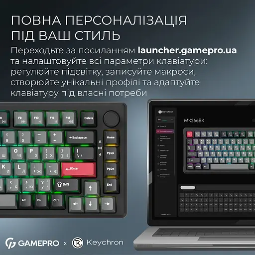 Клавиатура GamePro Asgard Yord Keychron Super Red Switch Wireless/Bluetooth/USB Black беспроводная (MK266BK) - фото 17