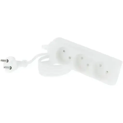 Удлинитель сетевой Tecro, 3 розетки, 5 м, белый, 10А, 2x1 мм² (TSC-3-5) - фото 1