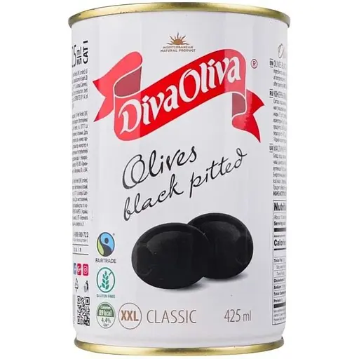 Маслины черные без косточки Diva Oliva XXL 425 мл (390 г) 