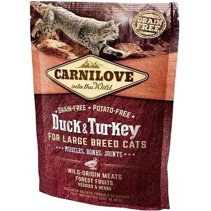 Сухой корм Carnilove Cat Large Breed для кошек больших пород утка и индейка 400 г - фото 1