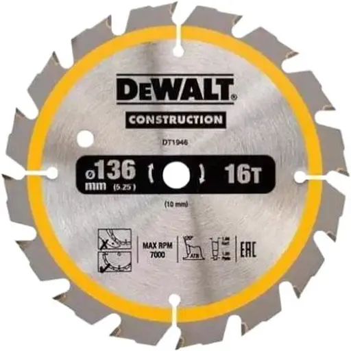 Диск пиляльний DeWalt Construction 136 х 10 мм (DT1946)