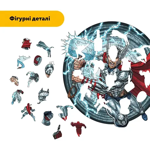 Деревянный фигурный пазл Тор, А5, Картонная коробка 35 элементов - фото 3