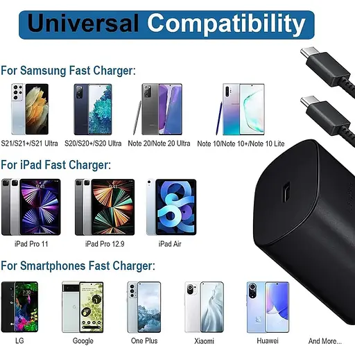 Зарядний пристрій і штекер Samsung USB Type C, 25 Вт PD3.0&PPS Настінний зарядний пристрій із 3.3-футовим адаптером - фото 4