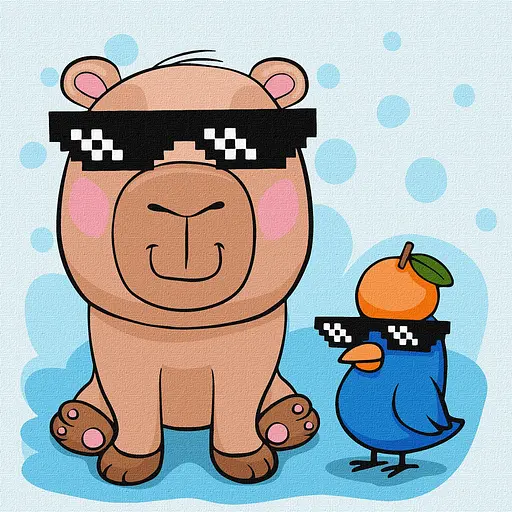 Картина по номерам для детей "Капібара і пташка в окулярах" Ideyka 30х30 см КНО1277