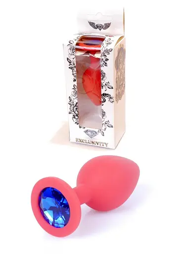 Силіконова анальна пробка з кристалом Boss Silikon Jewellery 8 см (синій) - фото 2