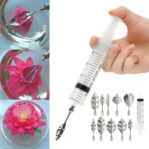 Кондитерський шприц 20 мл для декорування 3D желе з 10 насадками, Kitchen Master 85314 - фото 1