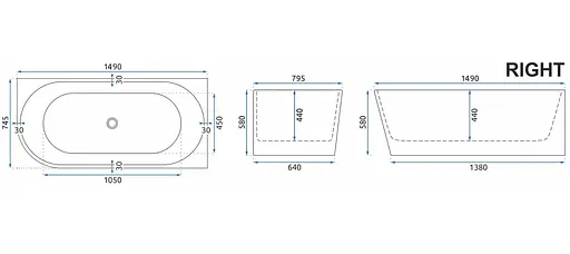 Ванна акриловая угловая Rea Sydney Bellanto 150x75 R whte REA-W0251 Белый - фото 4