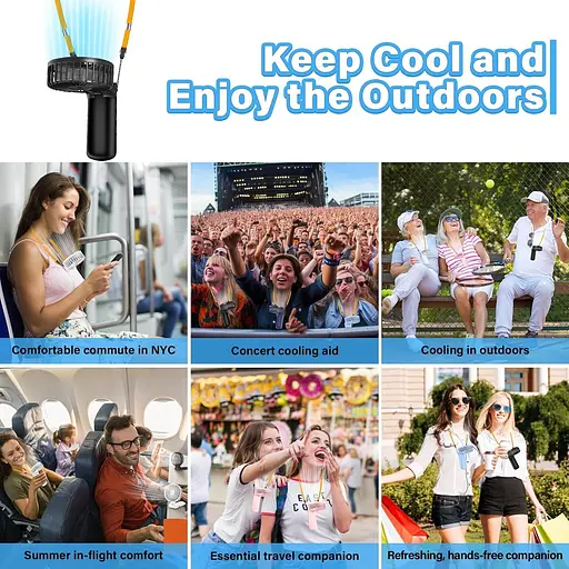 Портативный вентилятор SUQUCI 3 в 1, 180° регулируемый, 4 скорости - фото 5