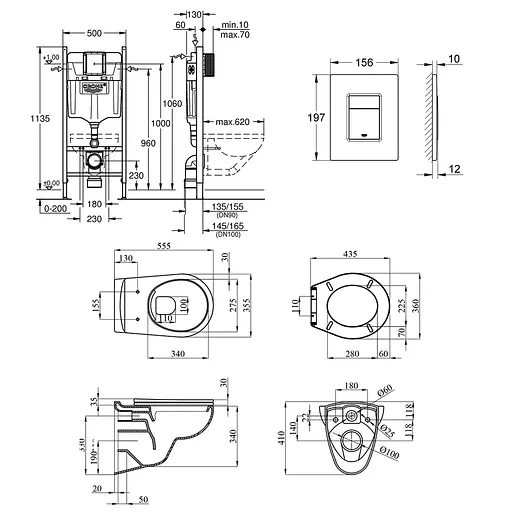 Комплект 4 в 1: Инсталляция GROHE Rapid SL 3 в 1 3884966Q + Унитаз безободочный Kroner Oker WHI533536 RIMLESS с сиденьем Slim Duroplast / Soft-close / Quick relase KO533536WHIR (388496 - фото 2