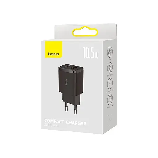 Адаптер Baseus Compact Charger 2U 2USB, 2.1A/10.5W| (CCXJ010201) - фото 4