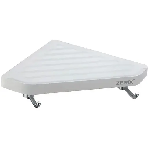 Поличка кутова з 2 гачками Zerix пластикова A8022 ZX2816, Білий - фото 1