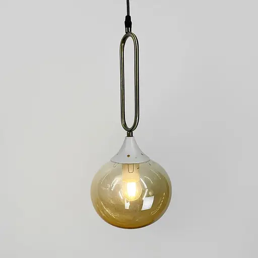 Підвісний світильник із янтарним плафоном у білому корпусі 44х16 см | Арт. 12616/1 WT+AM | Line F - фото 2