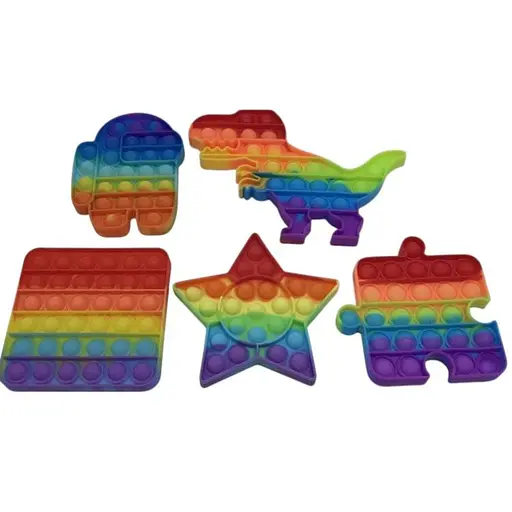 Сенсорна іграшка Pop it антистреc різнокольоровий динозавр, зірка - фото 1