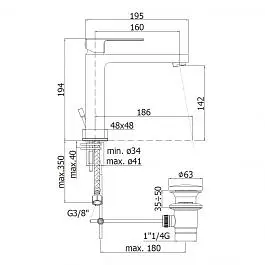 Смеситель для раковины Paffoni Elle с донным клапаном black matt EL073NO, Черный матовый - фото 3