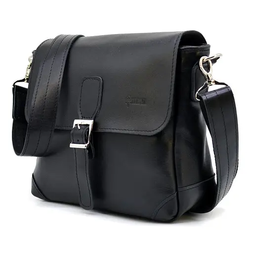 Сумка-мессенджер Tarwa через плечо черная гладкая кожа наппа 25х25х11 см sum0028199 - фото 3