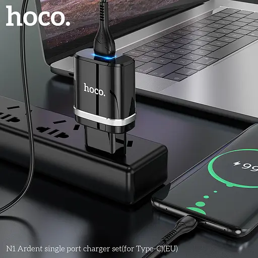 Адаптер сетевой HOCO Type-C Cable Ardent charger set N1 1 USB черный - фото 5