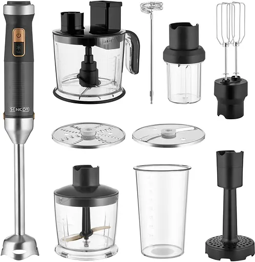 Міксер Sencor блендер заглибний 1500Вт 10в1 чаша-800мл млин для трав вспінювач молока чорний - фото 3