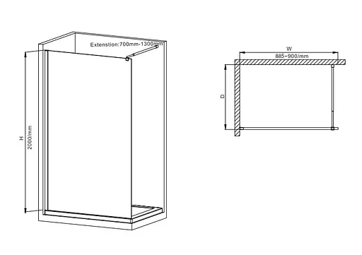 Душевая перегородка Mixxus Premium Flat SP01-90x200-TR хром Walk-In прозрачное стекло 8 мм MI6850, прозрачное, хром - фото 2