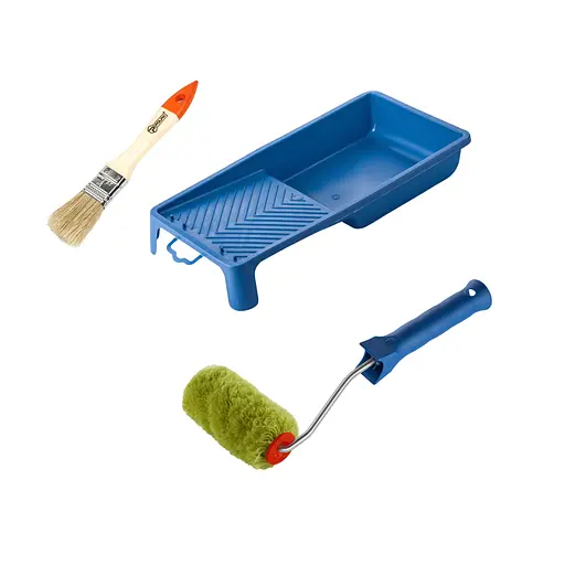 Валик "Сінтекс" 100х30 мм з ручкою, ванночка і пензлик "Стандарт" Polax (770-253) - фото 1