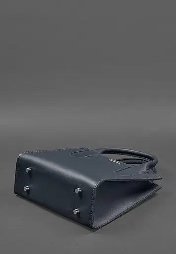 Шкіряна жіноча сумка-кроссбоді темно-синя - фото 5