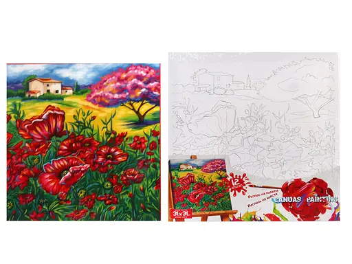 Набір для розпису по номерах Розпис на полотні Canvas painting, 31x31 см, Сюжет №5 Макове поле