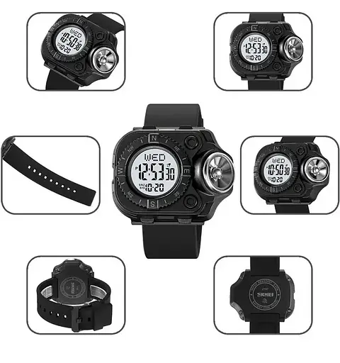 Чоловічий наручний годинник з ліхтарем Skmei 2187 Чорний з білим циферблатом - фото 9