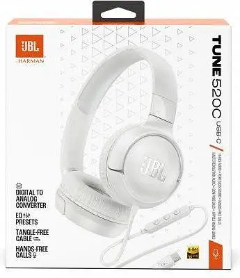 Навушники із мікрофоном JBL Tune 520C USB-C White (JBLT520CWHT) - фото 8