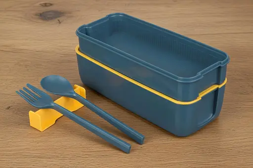 Ланч-бокс эко на 2 яруса с приборами Laprida Синий 750 мл (64-21-1165) - фото 3