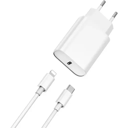 Мережевий зарядний пристрій Wiwu Wi-U001 Type C 20 PD charger set with EU Plug Type C to Lightning Білий - фото 1