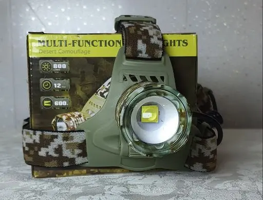 Потужний яскравий налобний ліхтар на двох акумуляторах із пиксельним принтом PL-151-LED - фото 3