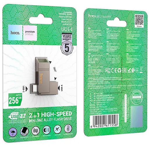Hoco Clever USB3.2 Type-C mini flash drive (256GB) UD14 |exFAT| - фото 2