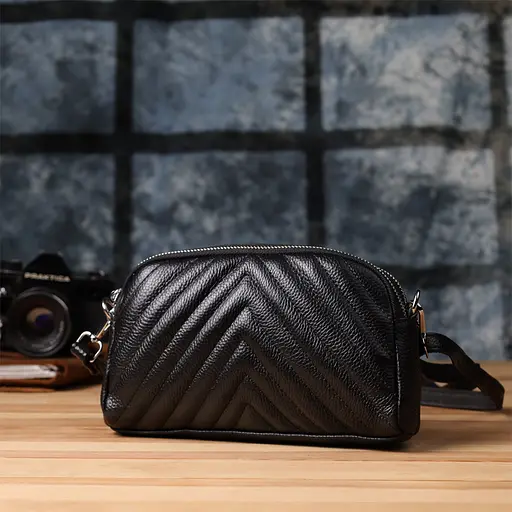 Сумка Vintage прошита треугольниками из натуральной кожи 22х13х6.5 см sum0027518 - фото 9