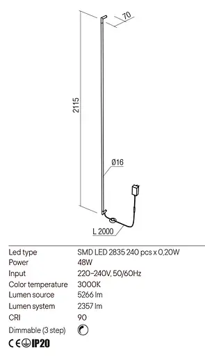 Бра Redo STICK AP LED 38W 3000K SAND BLACK (5.1.2) 01-2795 - фото 3