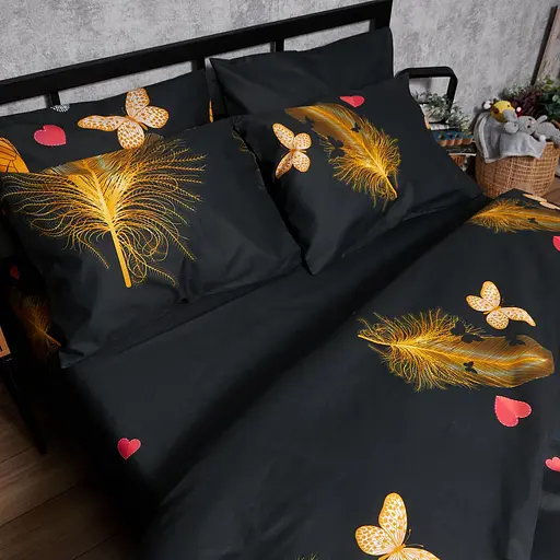 Комплект постельного белья Moon&Star Микросатин Premium Golden Flutter Евро 200х220 наволочки 4х50х70 - фото 5