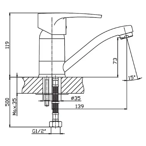 Змішувач для кухні Haiba CEBA 004 HB0029 - фото 2