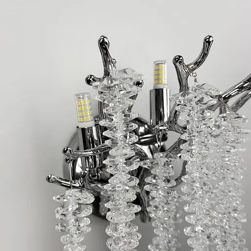 Изысканное серебряное бра с хрустальным подвесом 40х30 см Line F Арт. W33001/Количество лампS CH - фото 6