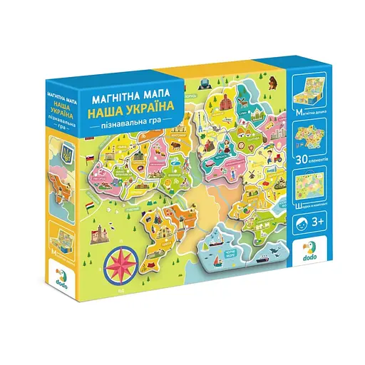 Развивающая игра "Магнитная карта Украины" DoDo Toys 200268 30 магнитных элементов - фото 1