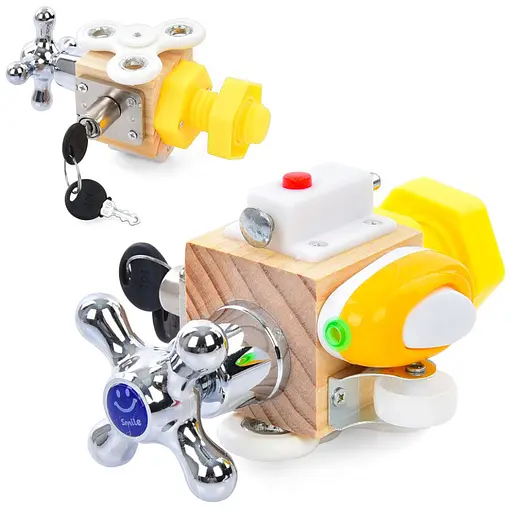 Детский развивающий Бизикуб 6 в 1 MD 0847 спинер, колесо, ключ, винт