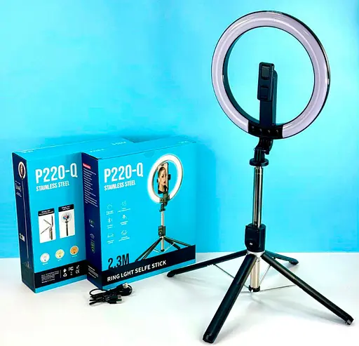 Монопод трипод бездротовий XO PRO Series P220Q LED LAMP AL 2.3 м з Bluetooth-комплексом ДК і лампою Чорний - фото 7