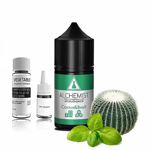 Набор компонентов для самозамеса солевой заправки ALCHEMIST 30 мл Cactus Basil Кактус, 0-50 мг (18085)