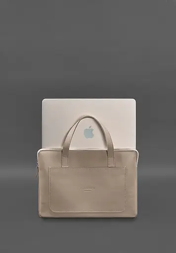 Шкіряний чохол BlankNote з ручками для ноутбука 13 дюйм Світло-бежевий - фото 4