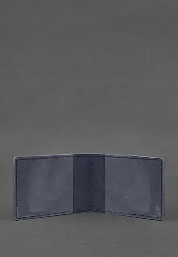 Универсальная кожаная обложка для удостоверения темно-синяя - фото 3