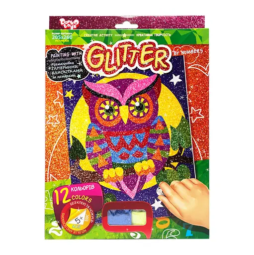 Раскраска глиттерными блестками по номерам Сова РГН-02-03 мини 20,5х26 см
