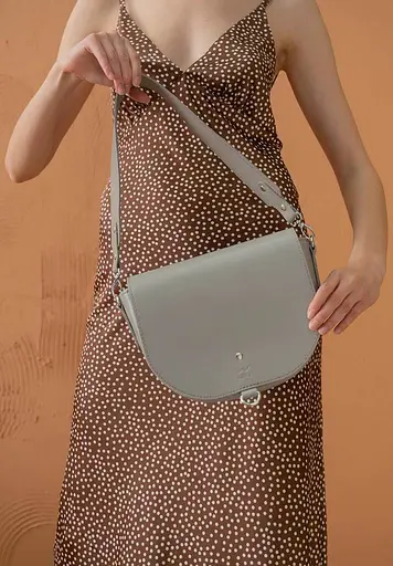 Жіноча шкіряна сумка Ruby L сіра - фото 4