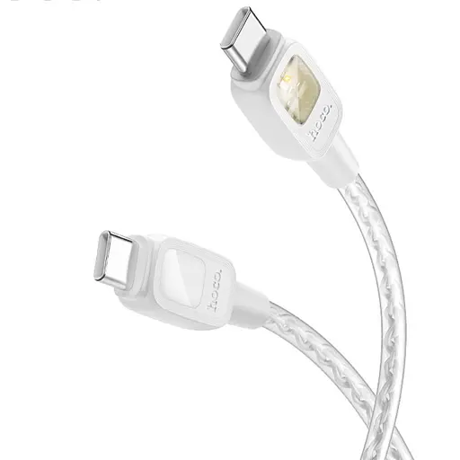 Дата кабель Hoco U124 Stone silicone power-off 60W Type-C to Type-C (1.2m) Gray - фото 2