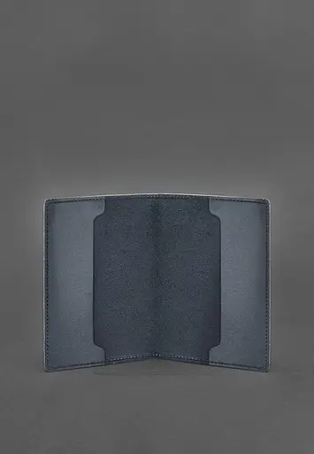 Кожаная обложка для удостоверения офицера 9.0 темно-синяя - фото 4