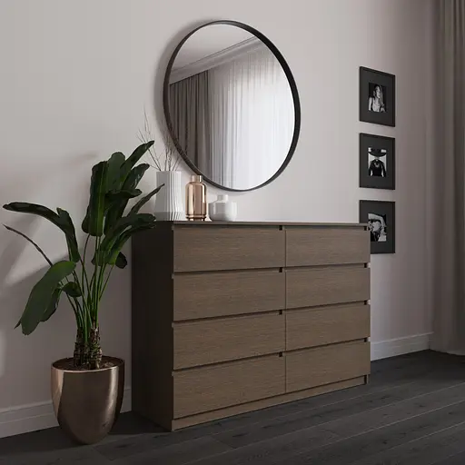 Комод Vays R-8 Венге Темний, 8 шухляд без ручок, ЛДСП, 140×40×98 см - для спальні, вітальні, передпокою