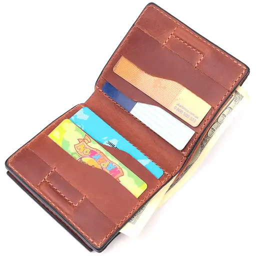 Чоловічий шкіряний гаманець Grande Pelle 9.5х10х1.5 см acs0024006 - фото 5