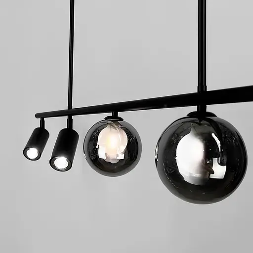 Удлиненный светильник со стопаты и графитовыми плафонами в корпусе 100 см Line F | Ст. AA249/3+2 BK - фото 5